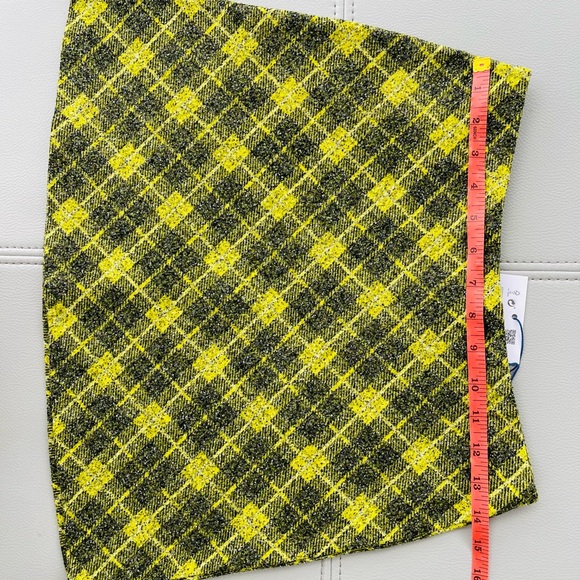 NWT! ZARA plaid mini skirt yellow-green check wool | schoolgirl style Size Small - Picture 10 of 10